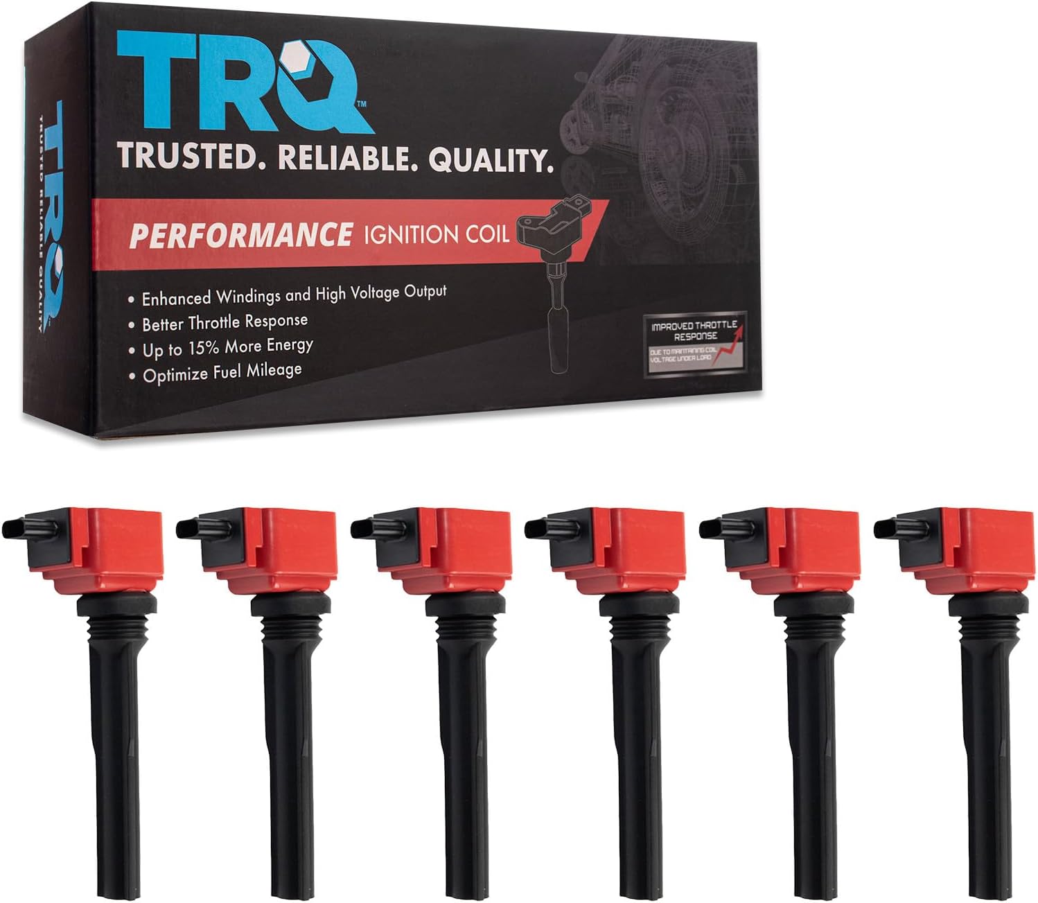 TRQ Ignition Coil Set 6 Piece High Temperature Epoxy Compatible with 17-21 Ford Expedition F-150 GT 18-21 Lincoln Navigator