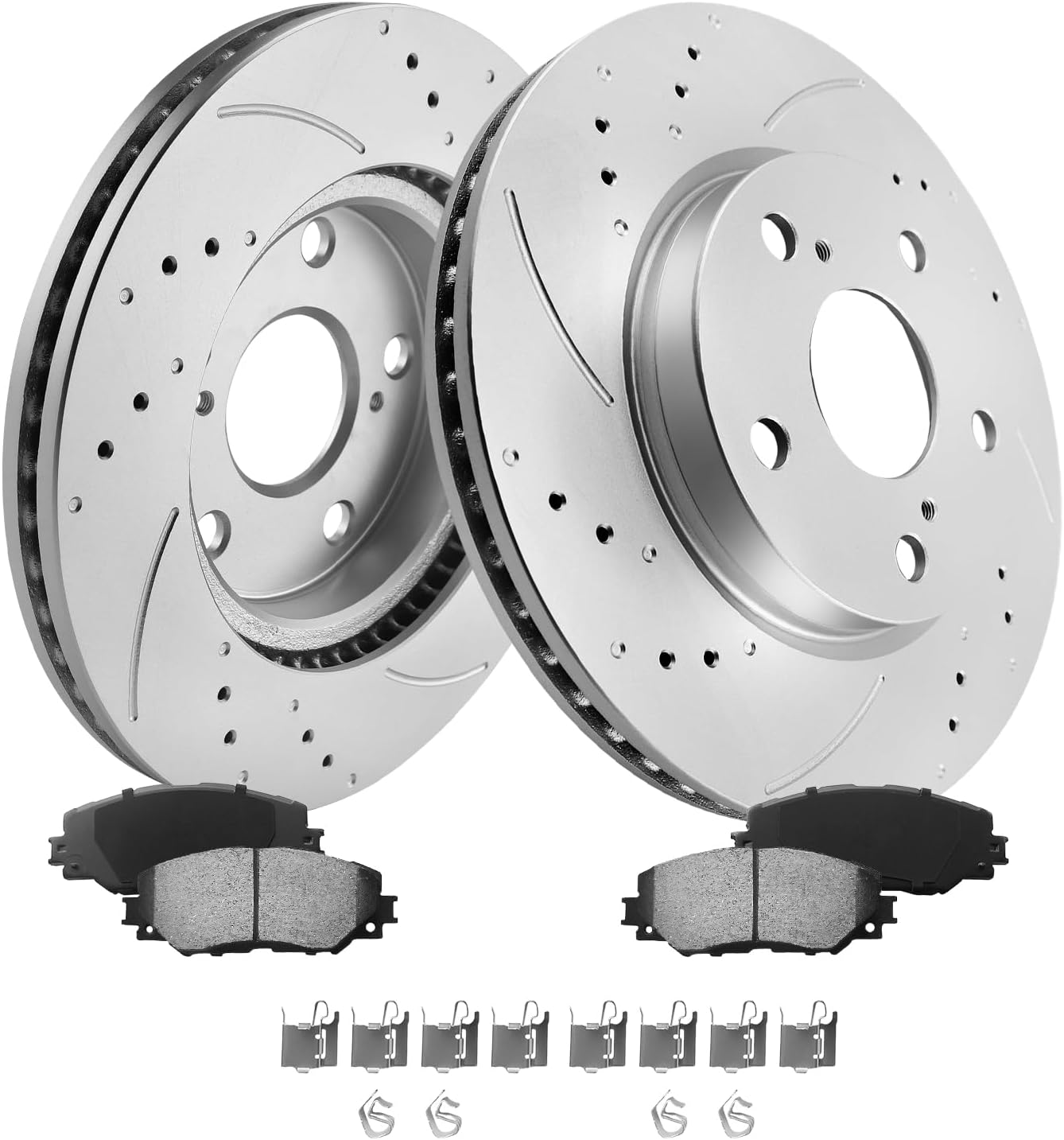 MOTOREVO Rear Geomet Brake Rotors Kit Compatible with RAV4 [ 2006-2018, 281mm11.1in ] Automotive Replacement Back Discs and Ceramic Brake Pads 2007 2008 2009 2010 2011 2012 2013 2014 2015 2016 2017