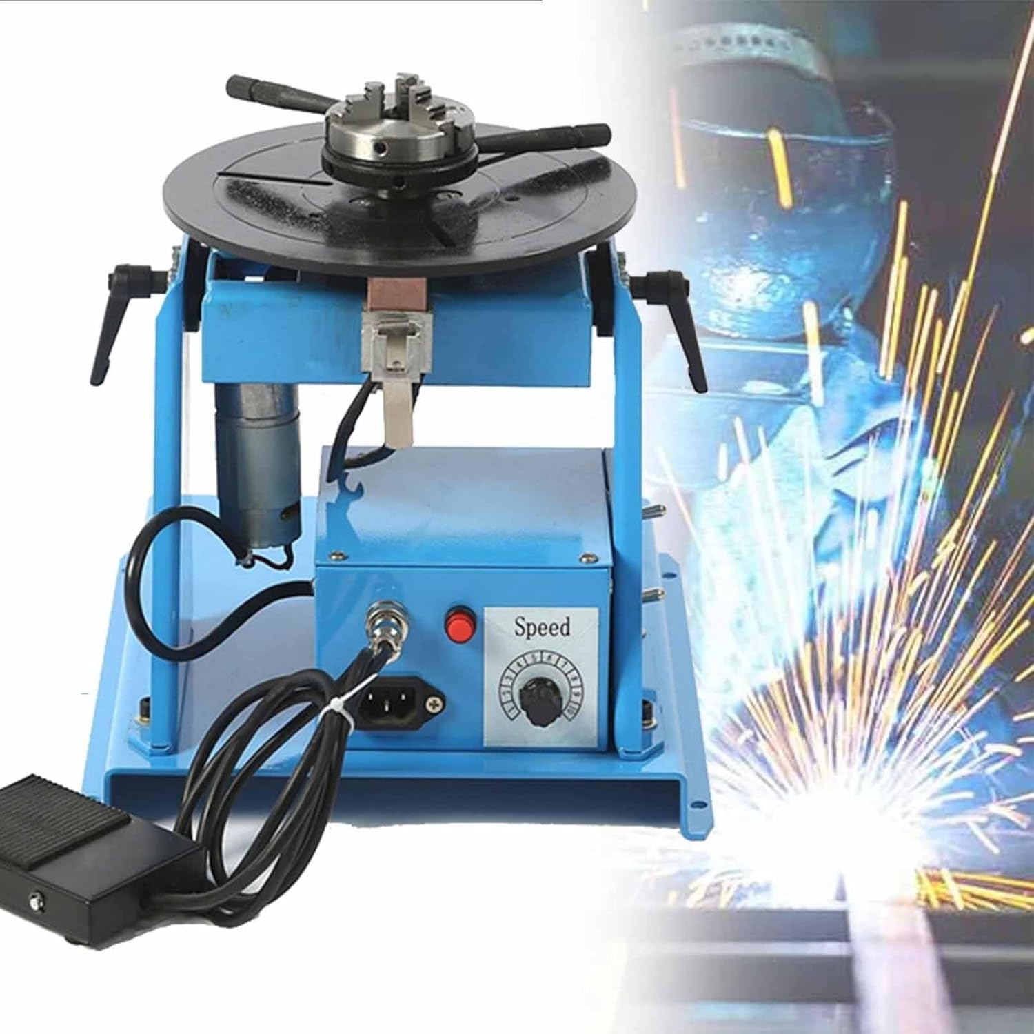 Rotary Welding positioner, 180mm Turntable Welding positioner, 90o Welding Rotary Table for Welding Displacement Rotation Work