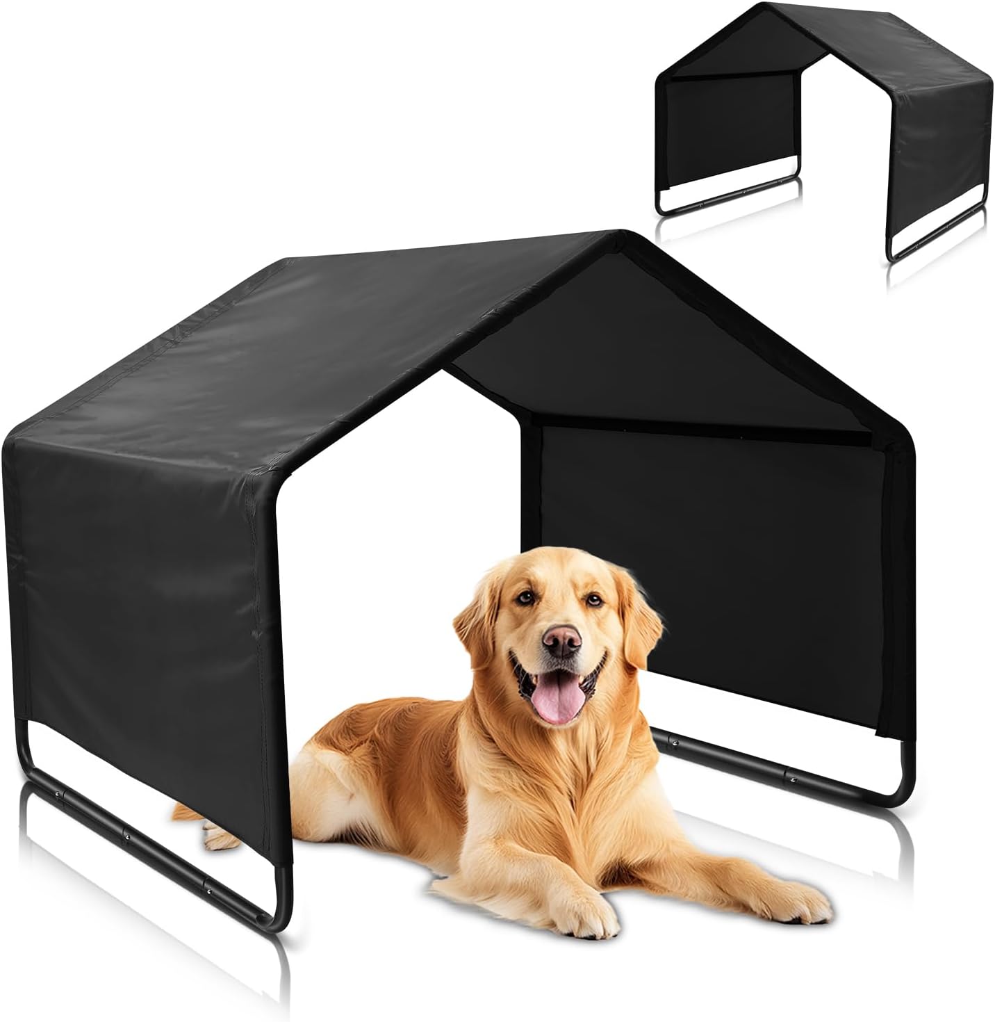 Dog Tent, Sun Protection Windproof Pet Tent, Dog Shade Shelter, 49x49x43in Outdoor Dogs Shade Canopy Camping Tent, Cats, Livestock (Black, 49x49x43in)