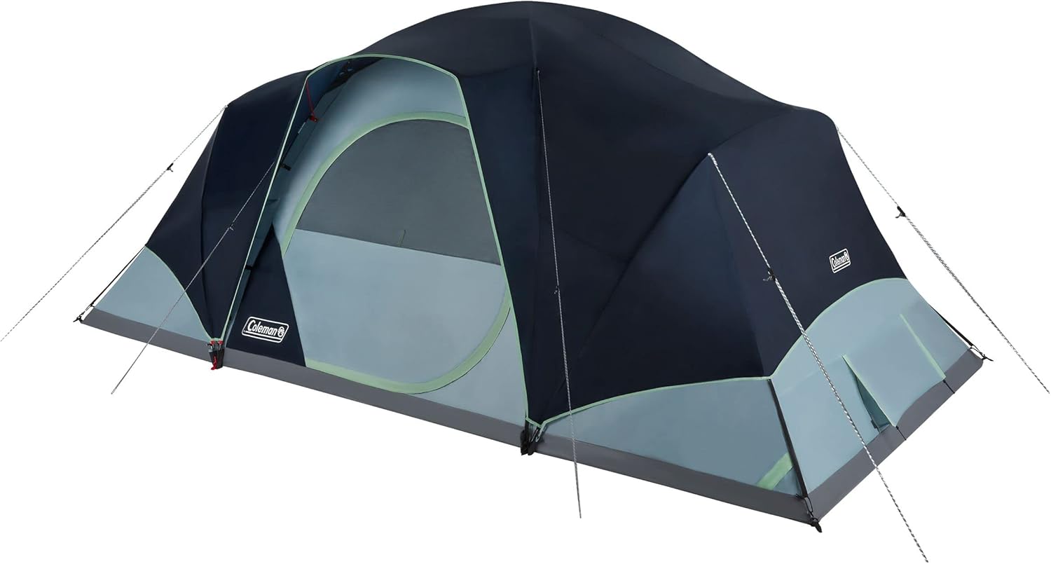 Coleman Skydome XL Large Family Tent with 5 Minute Setup, Weatherproof 8/12 Person Tent with Rainfly & Carry Bag, Fits Multiple Queen Airbeds, Made of PFAS-Free Materials