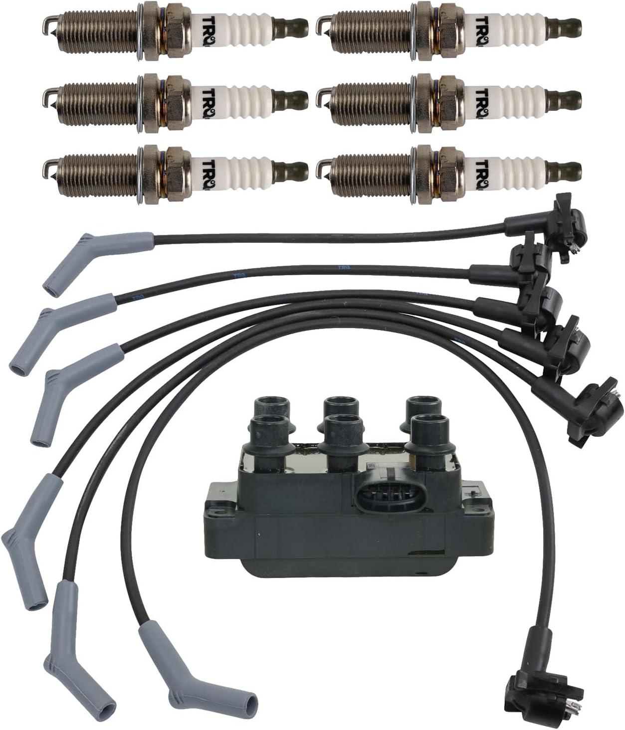 TRQ Ignition Coil and Spark Plug Kit 8 Piece Iridium Spark Plugs Compatible with 1997-2000 Ford Explorer Ranger 1997-2000 Mazda B4000