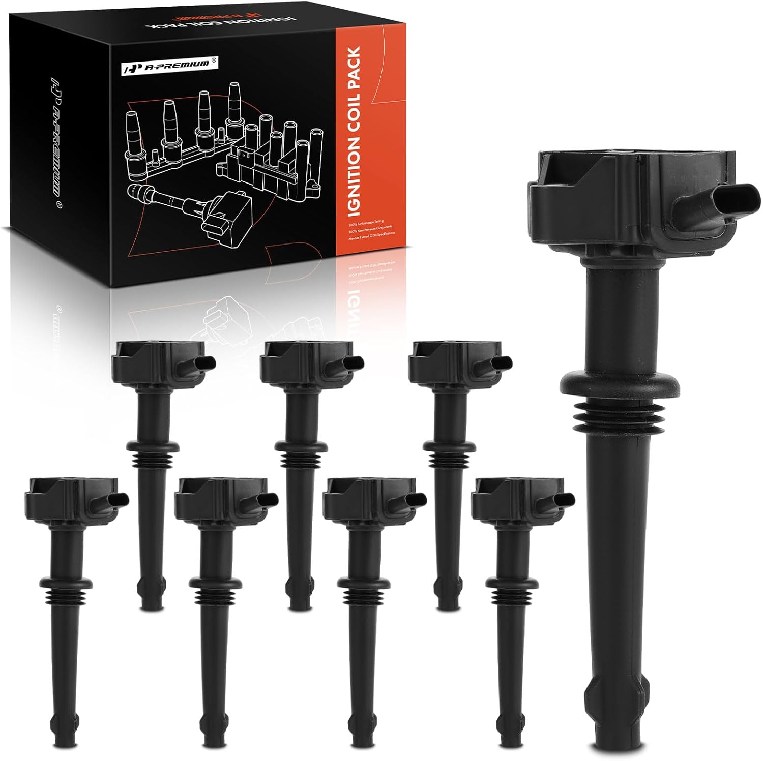 A-Premium Engine Ignition Coil Packs Compatible with Jaguar XF XJ XK XK XKR XKR Land Rover Range Rover 2010-2012 LR4 Range Rover Sport 2010-2013 V8 5.0L 8-PC Set
