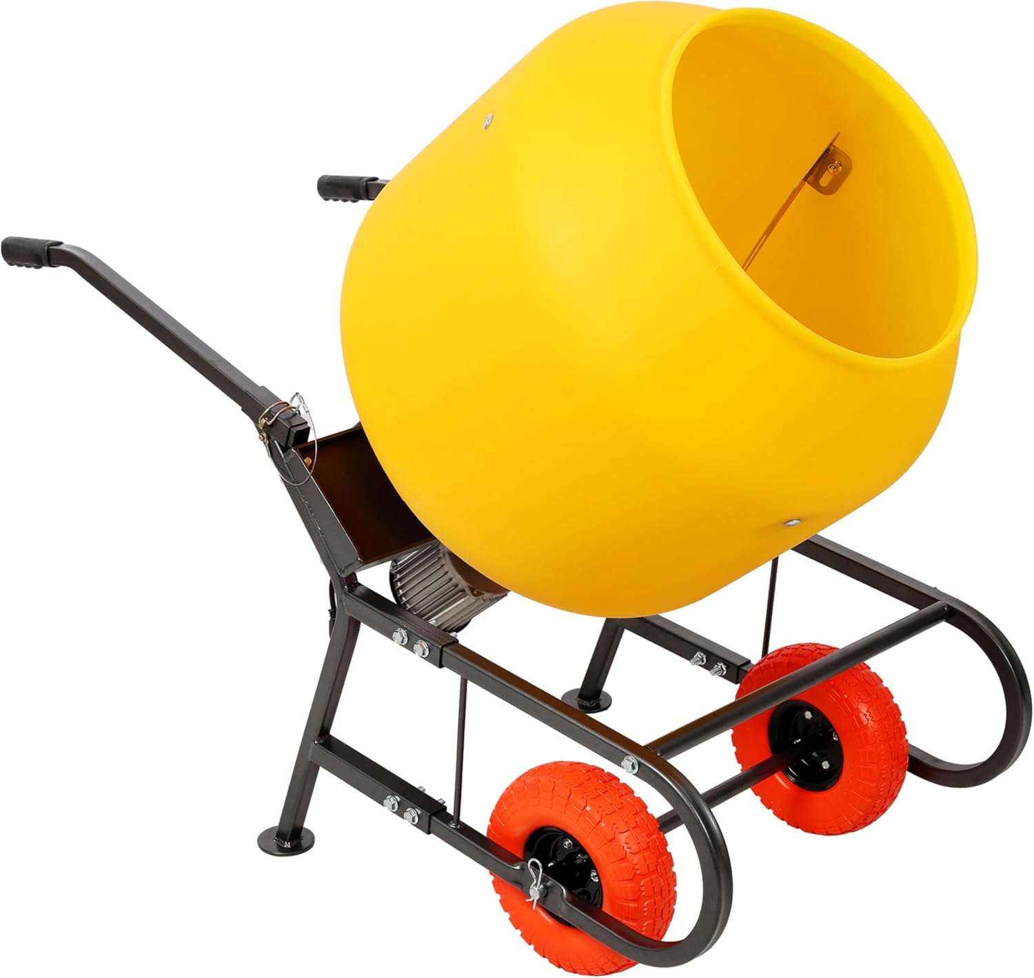 6 CUFT/170L Portable Electric Concrete Mixer – Heavy-Duty 295lbs Capacity, 1/2 HP Motor, CSA Certified, Rust-Resistant Poly Drum & Flat-Free Tires for Mortar, Stucco & Fodder