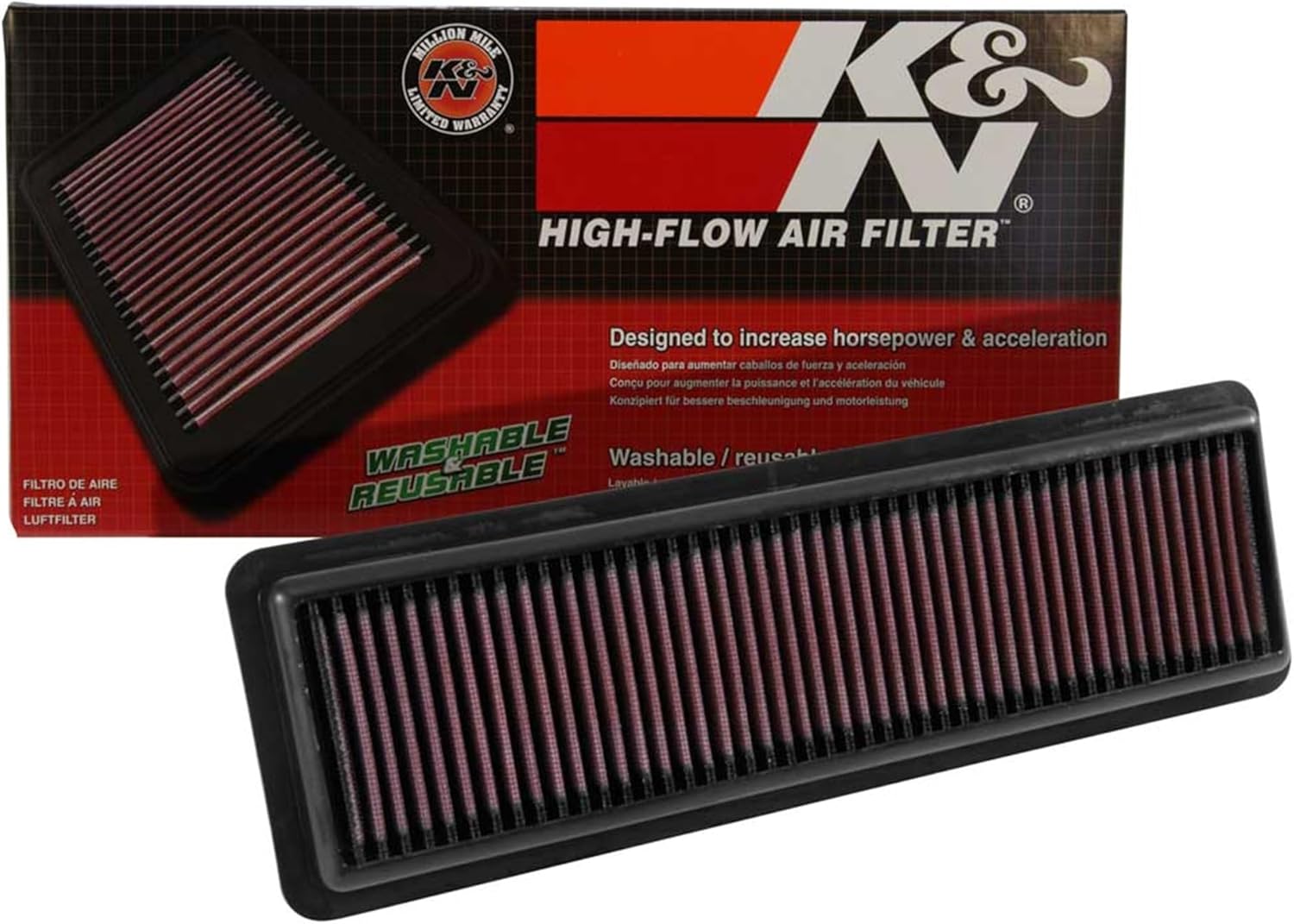 K&N Engine Air Filter: Reusable, Clean Every 75,000 Miles, Washable, Premium, Replacement Car Air Filter: Compatible with 2014-2018 HYUNDAI (i10, Grand, Xcent), 33-3049