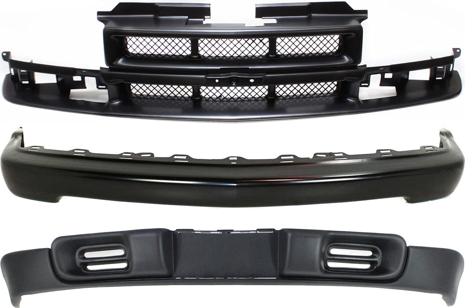 Evan Fischer Bumper Kit for Chevrolet S10 Base SS Xtreme 1998-2003 Front FWD RWD Painted Black Steel w/o Molding Holes For Models Without LS Appearance Package Replaces # 15007660 GM1002367 12472710