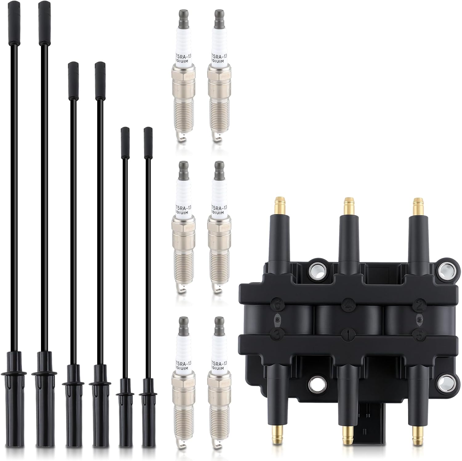 AUTOKAY Spark Plugs UF305 & Wire Set & Coil Pack for Town & Country Grand Caravan 3.3L 3.8L