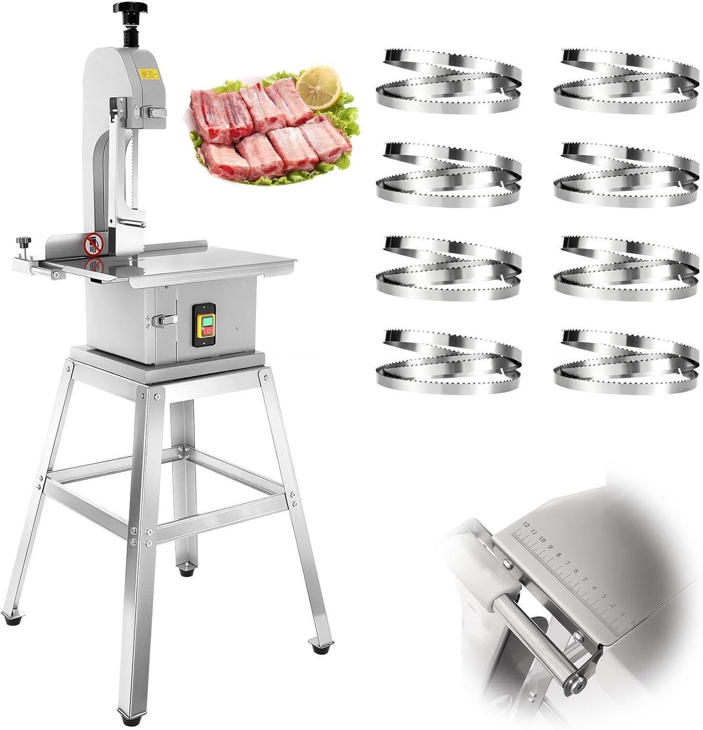 Commercial Electric Meat bone Saw, 1500W Aluminum Alloy Electric Meat bandsaw, 19