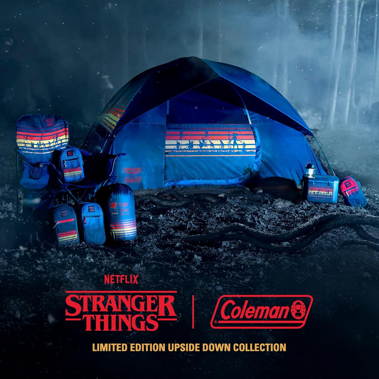 Coleman Stranger Things Outdoor Gear Collection, Limited Edition Stranger Things & Coleman Upside Down Camping Assortment, Cooler/Chair/Tent/Sleeping Bag
