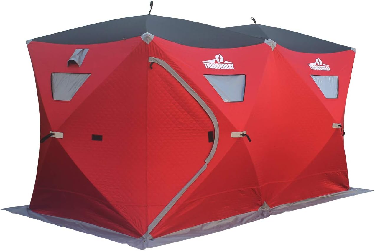 THUNDERBAY Ice Cube Series Pop-Up Hub-Style Ice Fishing Shelter, 68-112 Square Feet of Fishable Area, Portable 6-8 Person Ice Shanty