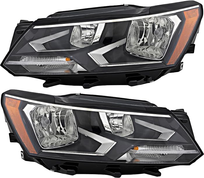 JP Auto Compatible with Volkswagen Passat Headlight Lamp Set 2016 2017 2018 2019 Halogen Driver and Passenger Side