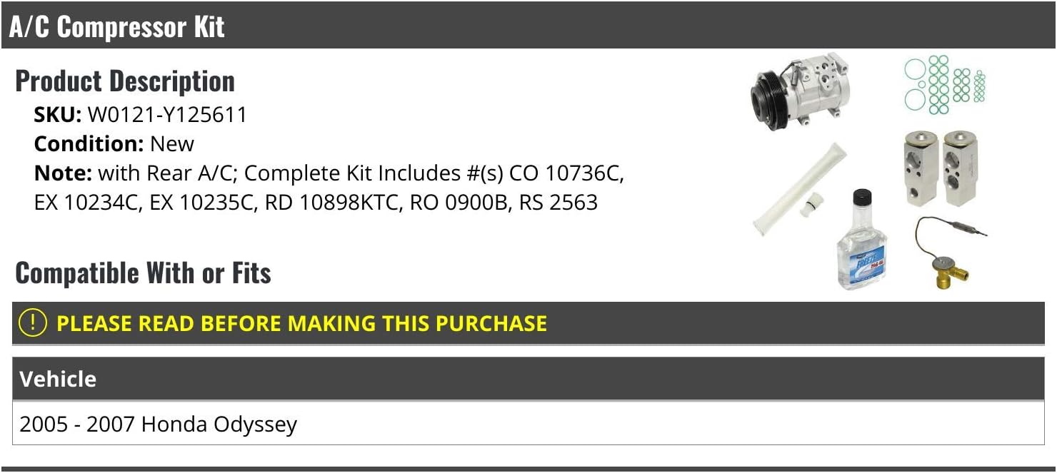 A/C Compressor Kit - Compatible with 2005-2007 Honda Odyssey