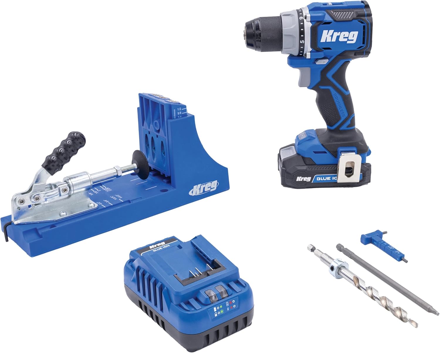 Kreg K4 Pro Bundle with Drill, Battery & Charger - Adjustable, Versatile Jig - Create Rock-Solid Joints - Easily Adjustable Drill Guides - For Materials 1/2