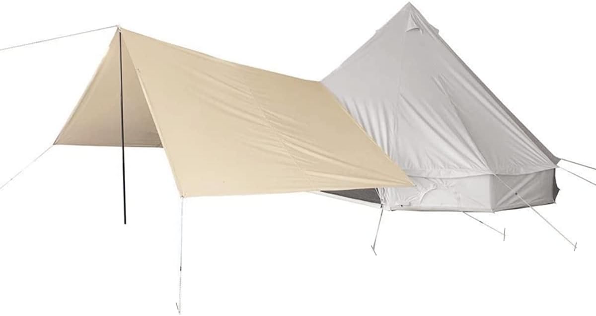 UNISTRENGH Bell Tent Awning Canopy Outdoor Tent Sunshade Tarp for Camping Hiking Beach Travel Party Beige 3M/4M/5M/6M Tent Accessory (Round Awning for 4M/5M/6M)