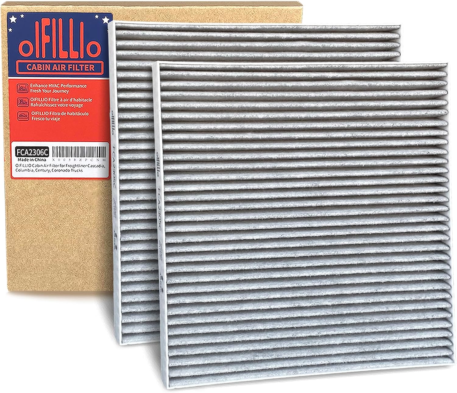 OIFILLIO Cabin Air Filter for Freightliner M2 106 112, 108SD 122SD 114SD Trucks Select Models, Replace ABP N10g 36000006, AF26427, PA5359, 49082, PA10188, Activated Carbon (4 sets, 8pcs in total)