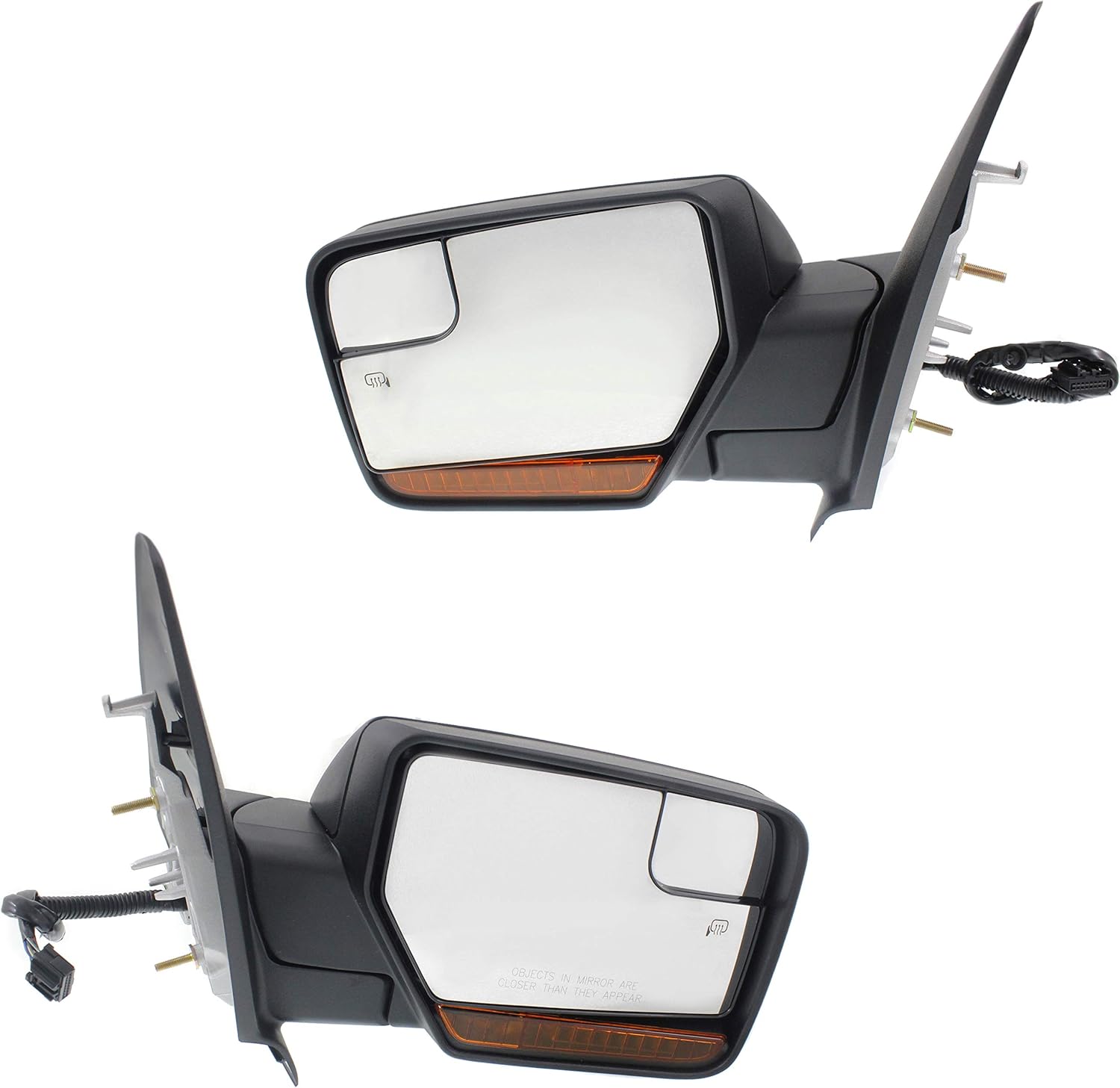 Kool Vue Driver & Passenger Side Power Heated Mirrors for Ford Expedition 2007-2017 With Signal Light, Memory & Puddle Lamp; Without Blind Spot Monitor Textured