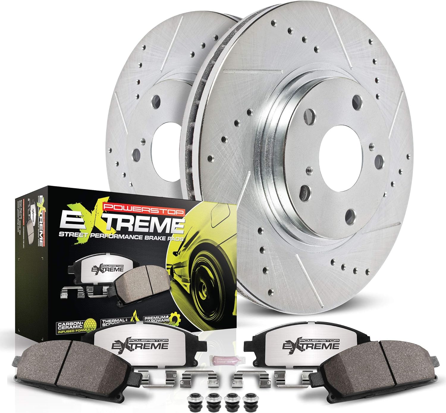Power Stop K8531-26 Rear Z26 Street Warrior Brake Pad and Rotor Kit For Chevrolet Corvette 2020-2023 [Model Specific]