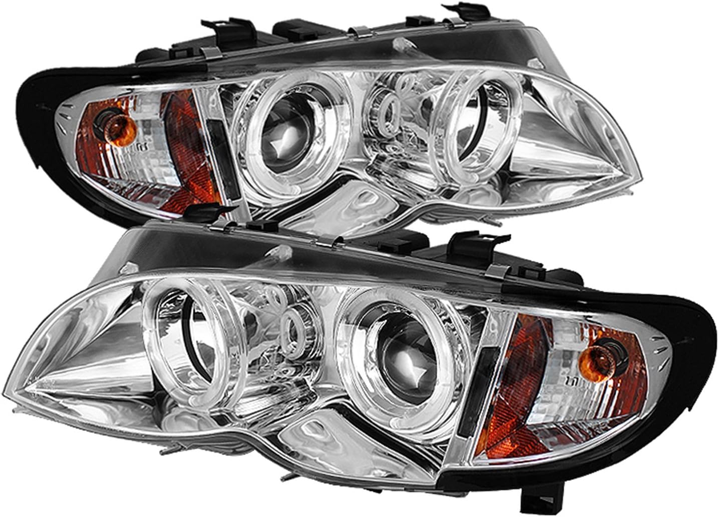 Spyder 5042422 BMW E46 3-Series 02-05 4DR Projector Headlights 1PC - LED Halo - Smoke - High H1 (Included) - Low H7 (Included)