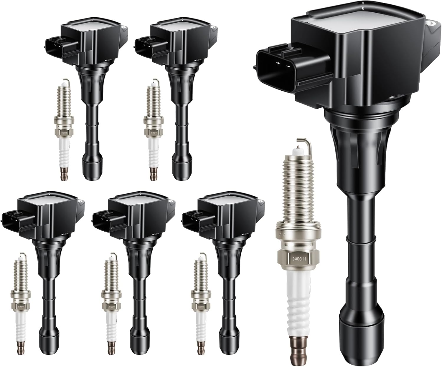 Ignition Coil Pack and Iridium Spark Plugs Compatible with Infiniti Q50 Q70 QX60 EX35 FX35 G35 JX35 M35 M35h, Compatible with Nissan Altima Maxima Murano Pathfinder Quest 350Z, OE# UF550 1406