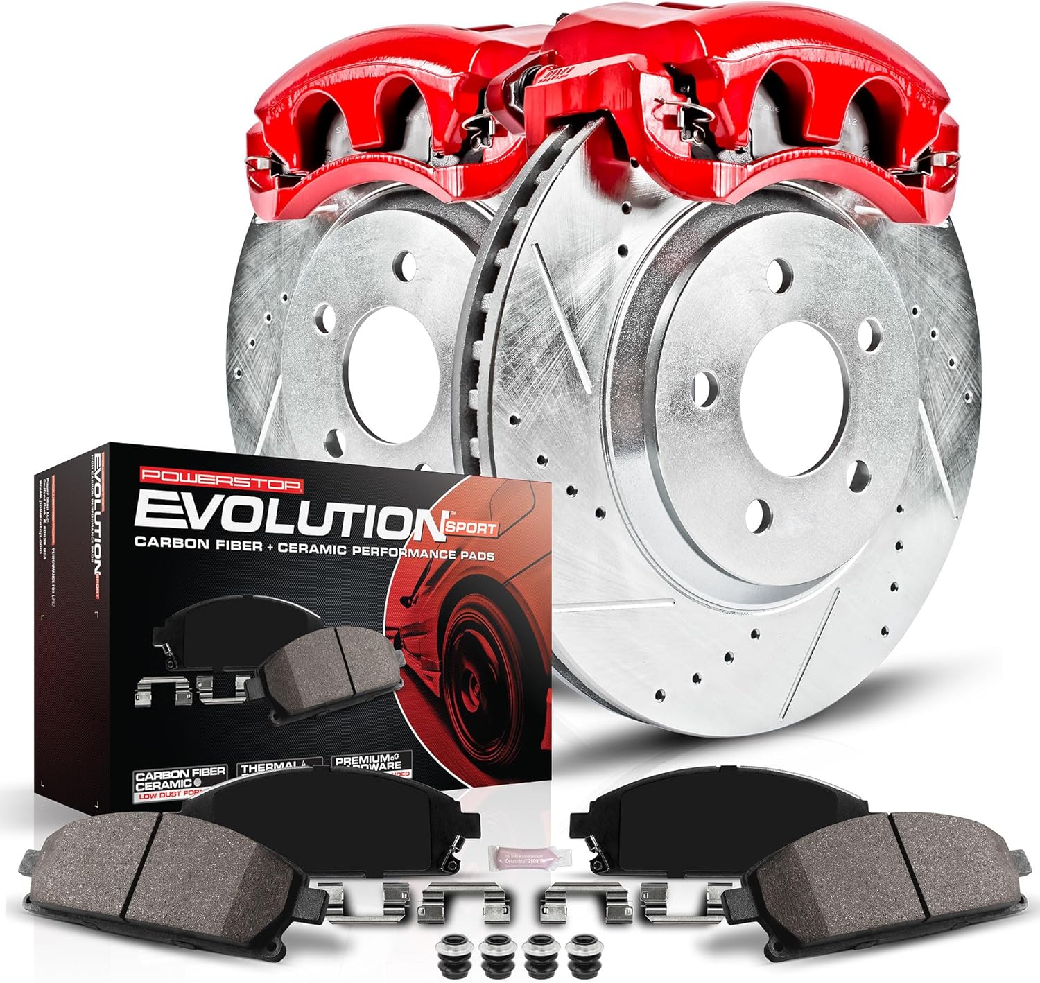 Power Stop (KC2384) 1-Click Performance Brake Kit with Calipers For Honda Civic 2006-2011 [Model Specific]