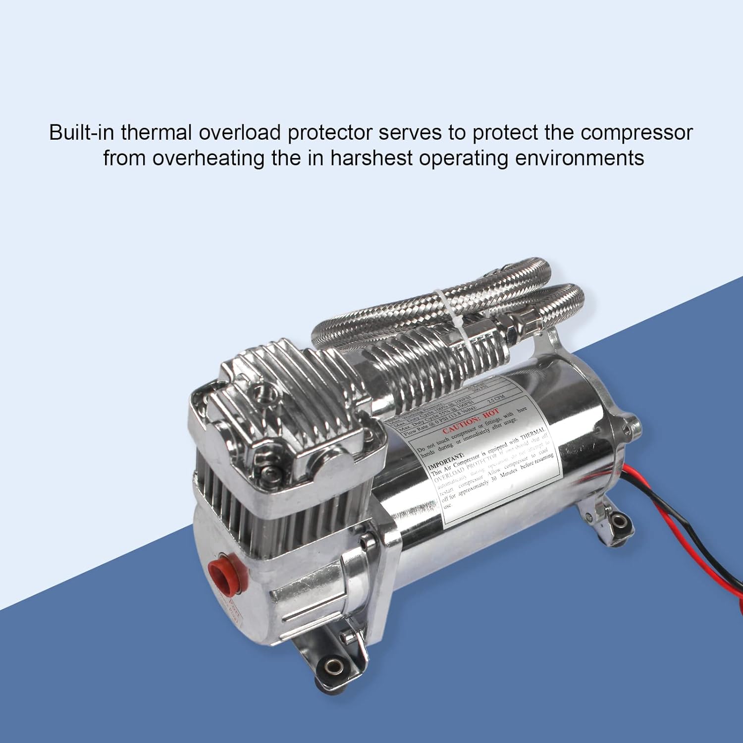 12V 444C 200 PSI Dual Value Pack Chrome Air Compressor for Auto/Motorcycle
