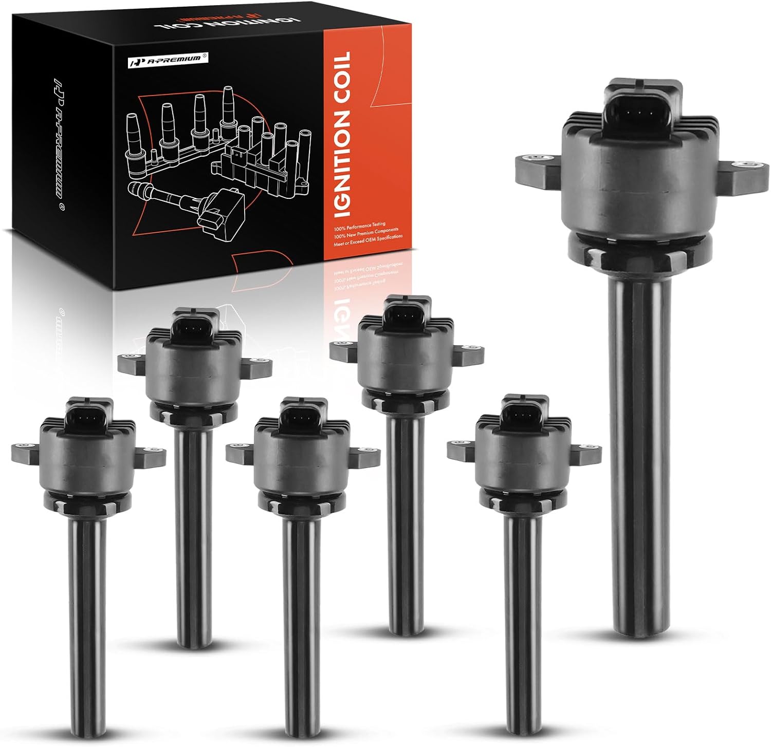 A-Premium Ignition Coil Pack Set of 6 Compatible with Honda Passport 2000-2002 & Isuzu Rodeo 2000-2004, Rodeo Sport 2001-2003, Axiom 2002-2004, Trooper 2000-2002, Amigo 2000