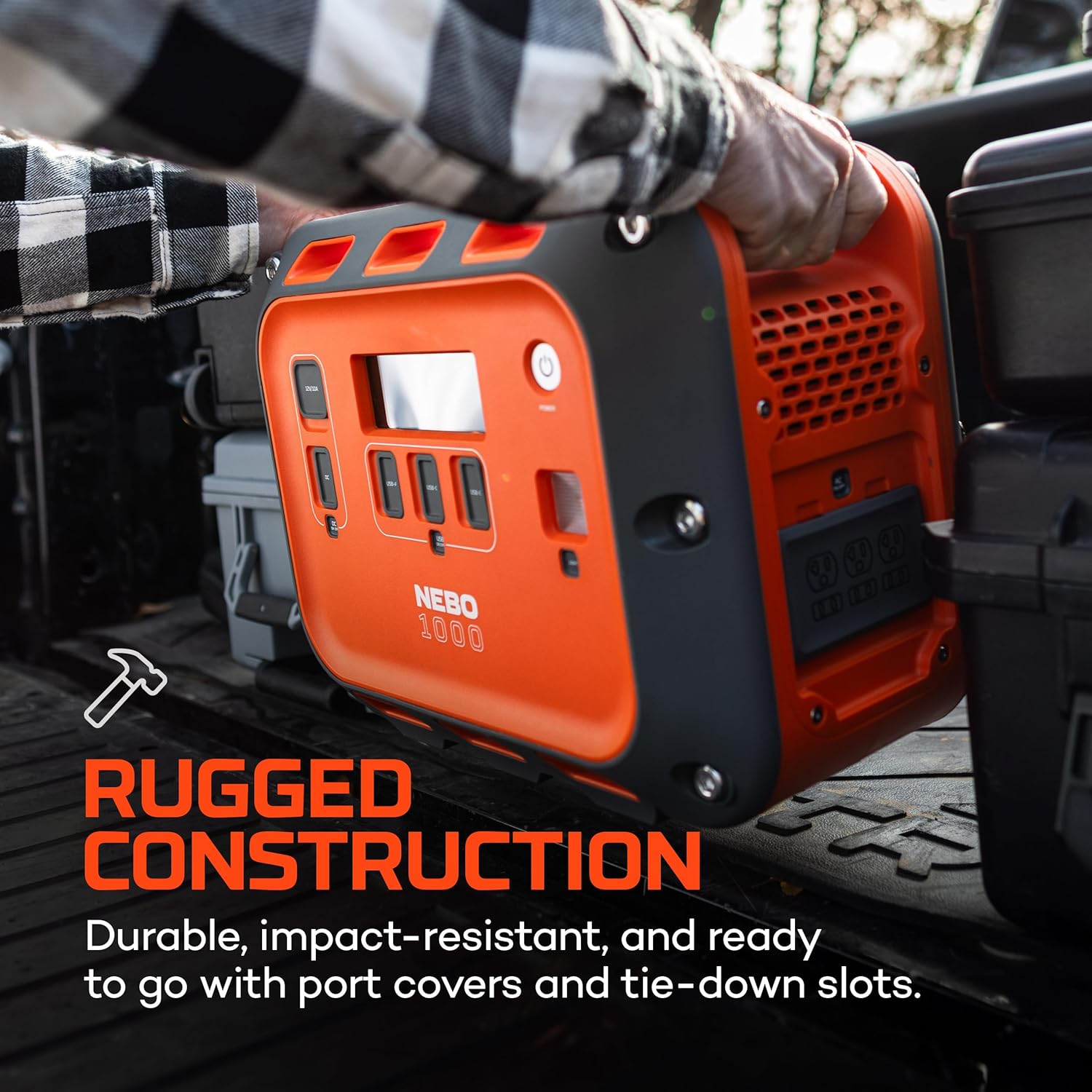 NEBO Intrepid 1000 Power Station | 960 Wh Capacity, 1200W AC, Versatile Charging for USB, AC, and DC Devices, Rugged Construction, 2 Hour Rapid Recharge, Charge Up to 15 Devices, Emergency Floodlight