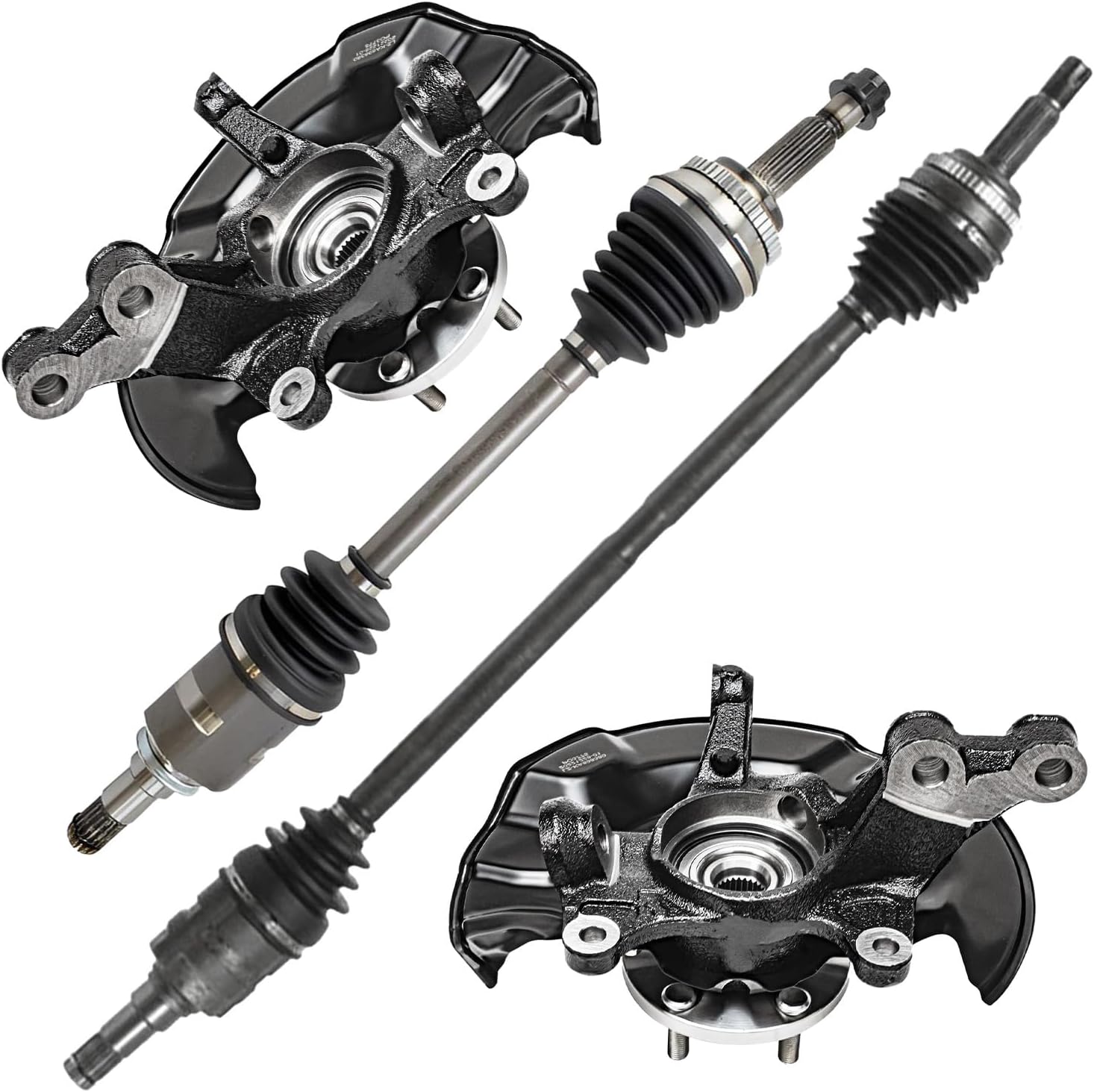 Detroit Axle - 4pc FWD Front Steering Knuckles CV Axles for 09-13 Toyota Corolla Matrix 1.8L, 2 CV Axles 2 Steering Knuckles & Wheel Bearing Hubs 2009 2010 2011 2012 2013 Replacement