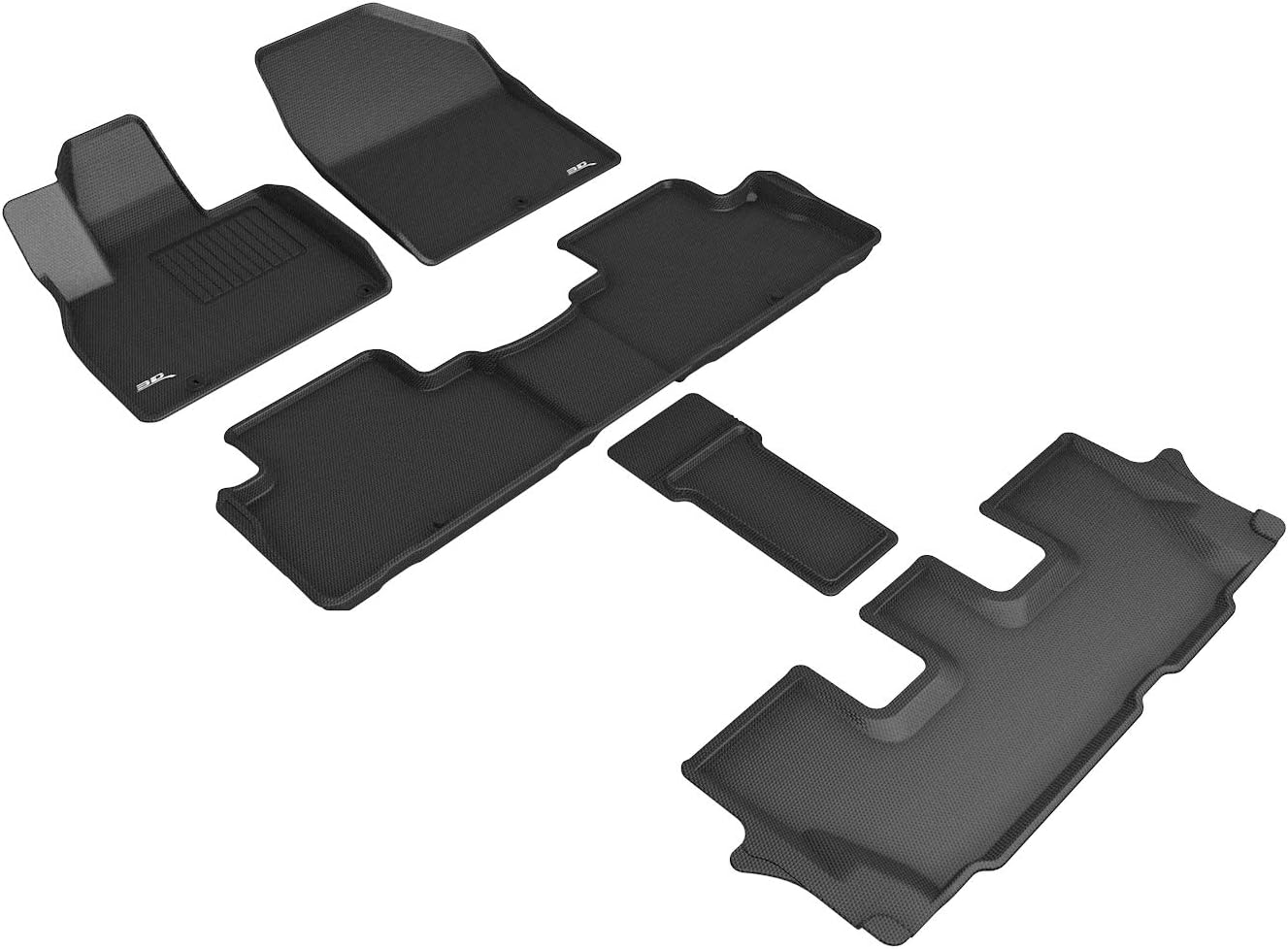 3D MAXpider Custom Fit Kagu Floor Mat (Black) Compatible with Kia Telluride 7-Seat 2020-2025 - Full Set