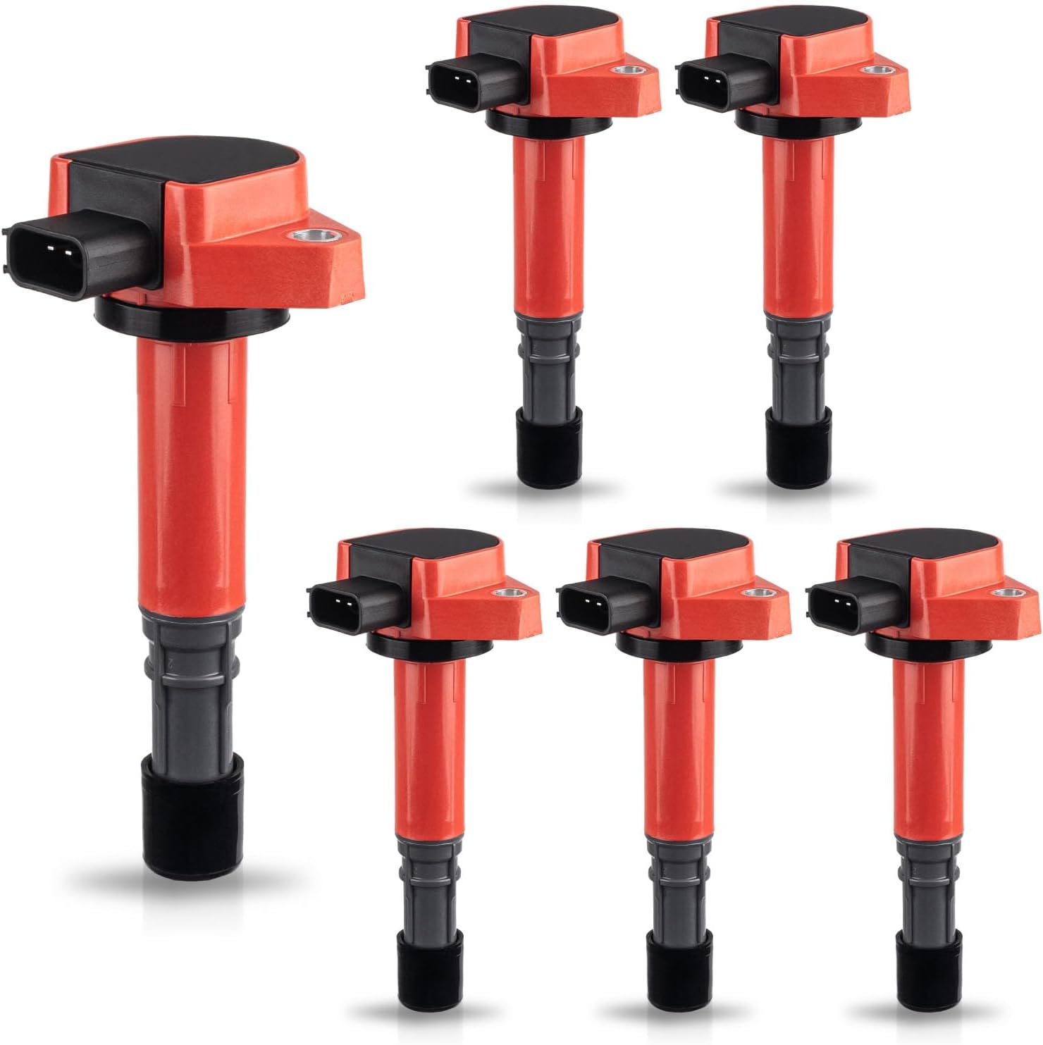 ENA Set of 6 Red Ignition Coils Pack 3.0 3.5 3.7 V6 Compatible with Acura MDX EL Honda Accord Civic Pilot Ridgeline Saturn Vue 2001 2002 2003 2004 2005 2006 2007 2008 2009 for UF400 UF512 30520PDKA01