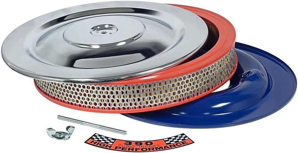 Compatible/Replacement For 1965 Galaxie, Custom 390 V8 Police Car Air Cleaner Hi-Po Style Round 14 Inch Chrome (EBC5ZZ-9600WKT)