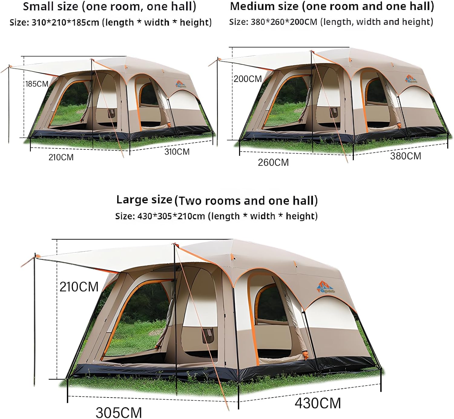 Large Family Camping Tent - 5-12 Person Multi-Room Waterproof Pop-Up Tent with Screened Porch - Glamping Tent for Outdoor Camping & Family Vacation