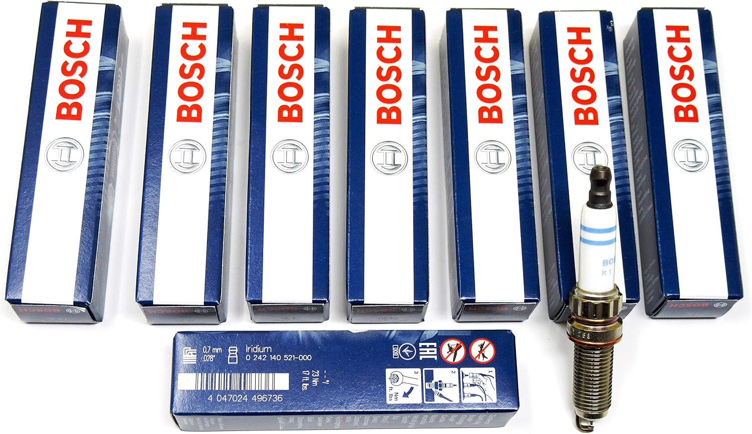 BOSCH 8 Piece Spark Plug Set - 0242140521, ZR6SII3320, 7430