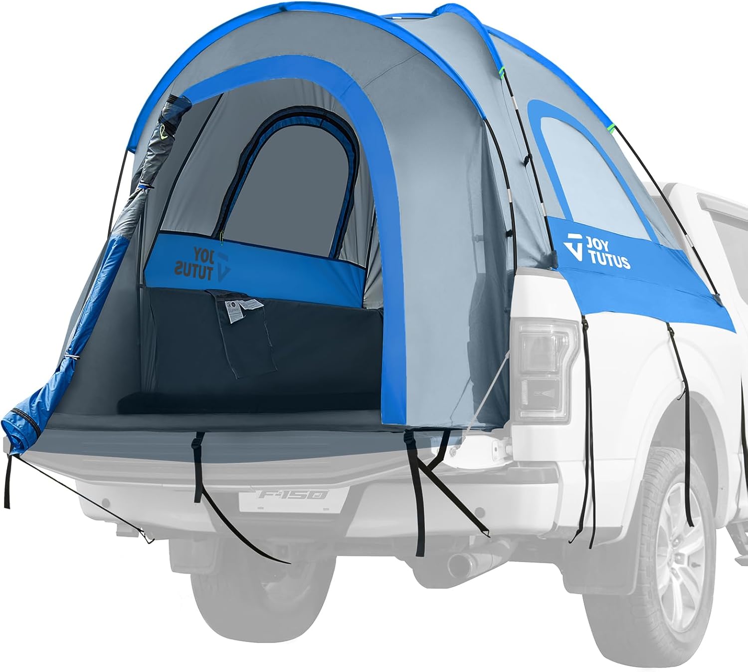 JOYTUTUS Pickup Truck Tent 5.5ft Bed Tent with Removable Awning, Waterproof PU2000mm Double Layer for 2 Person, Portable Truck Bed Tent - Green, Aluminum Pole