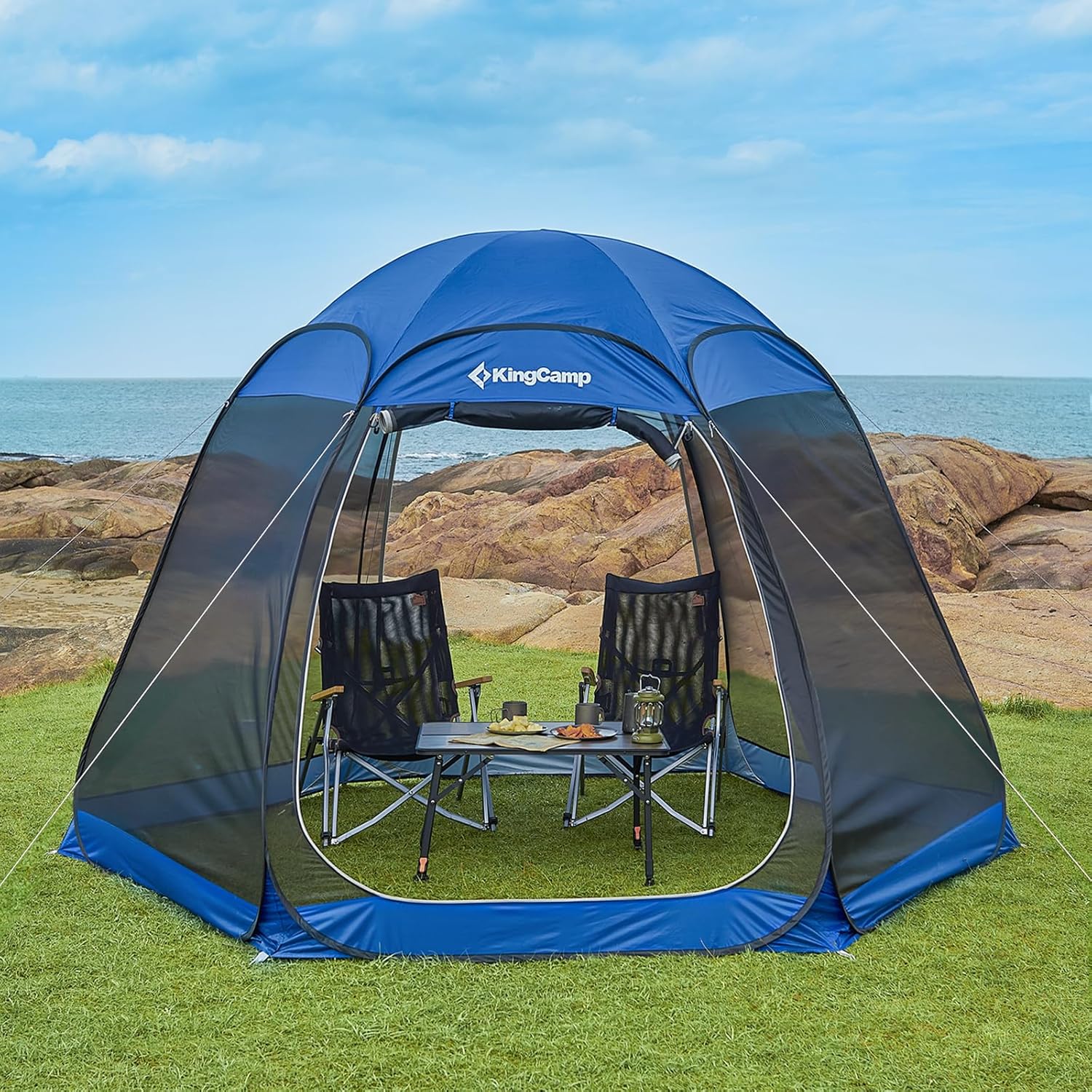 KingCamp Screen Tent, Camping Tent for 6-8 Person 12' x 12' Portable Screen House Room with Detachable Sunshade for Camping, Garden & Backyard