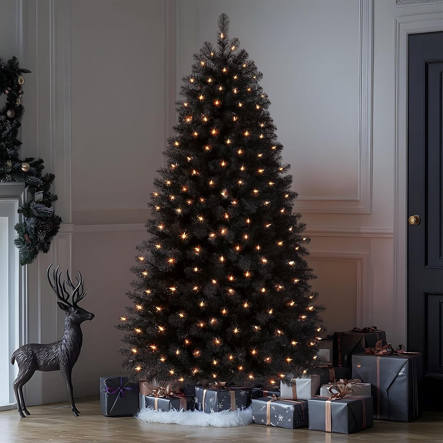 SHareconn 7ft Prelit Premium Artificial Hinged Classic Spruce Christmas Tree with Pre-lit 300 Warm White Lights, 1076 Branch Tips and Foldable Stand, Perfect Choice for Xmas Decoration, 7 FT, Green