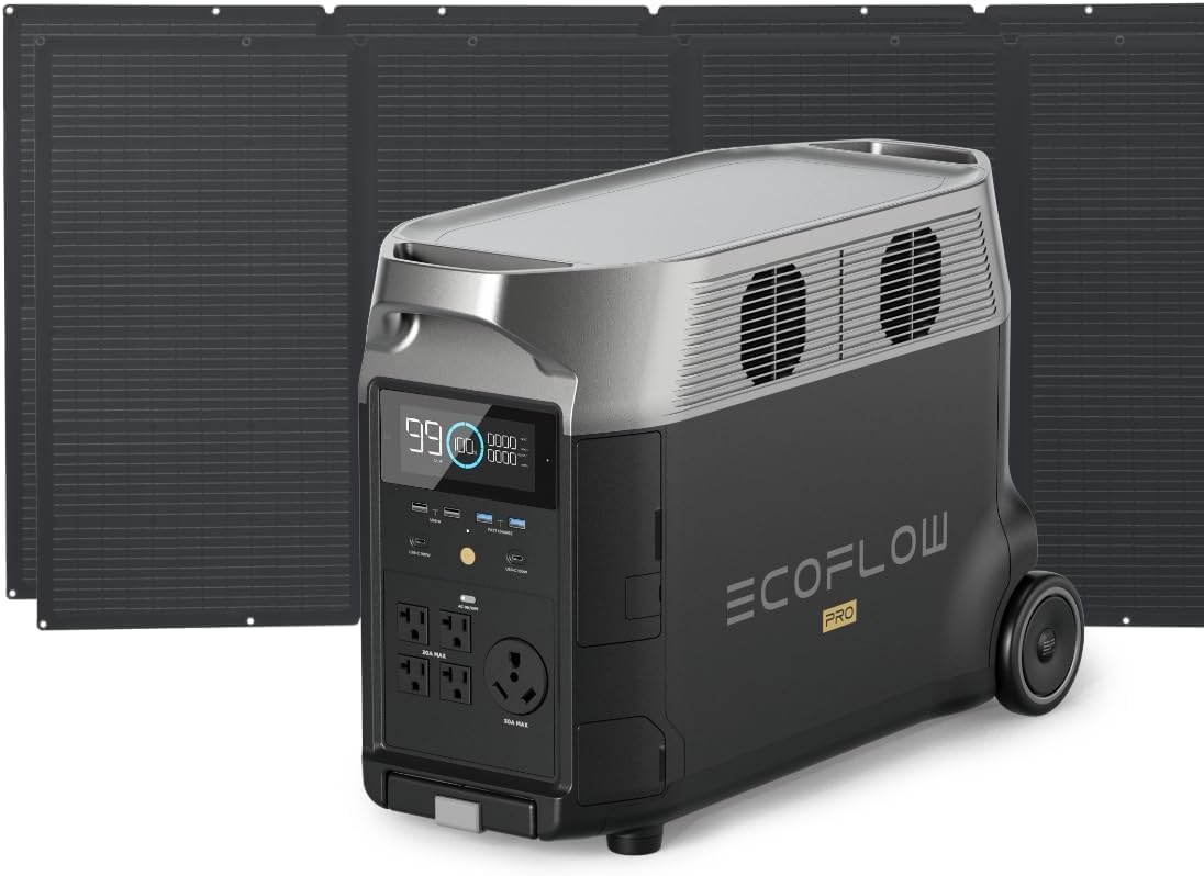 EF ECOFLOW Portable Power Station 3600Wh DELTA Pro, 120V AC Outlets x 5, 3600W, 2.7H Fast Charge, Lifepo4 Power Station, Solar Generator for Home Use, Power Outage, Camping, RV, Emergencies