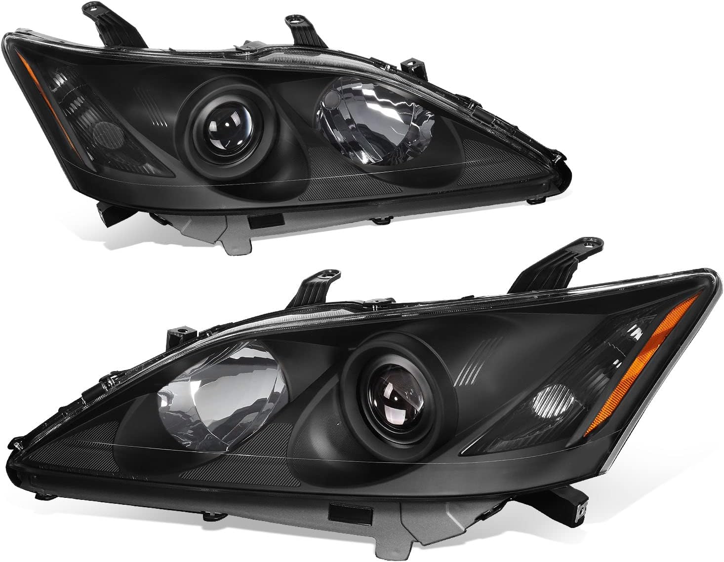 Auto Dynasty Factory Style Projector Headlights Assembly Compatible with Lexus ES350 2007 2008 2009, Driver and Passenger Side, Black Housing Amber Corner