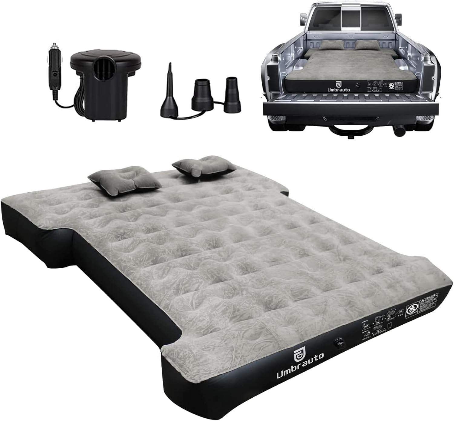 Umbrauto Air Mattress for 6-6.5 ft Full-Size Standard Truck Beds, Inflatable Truck Tent Airbed with Pump, Carry Bag and Repair Patch