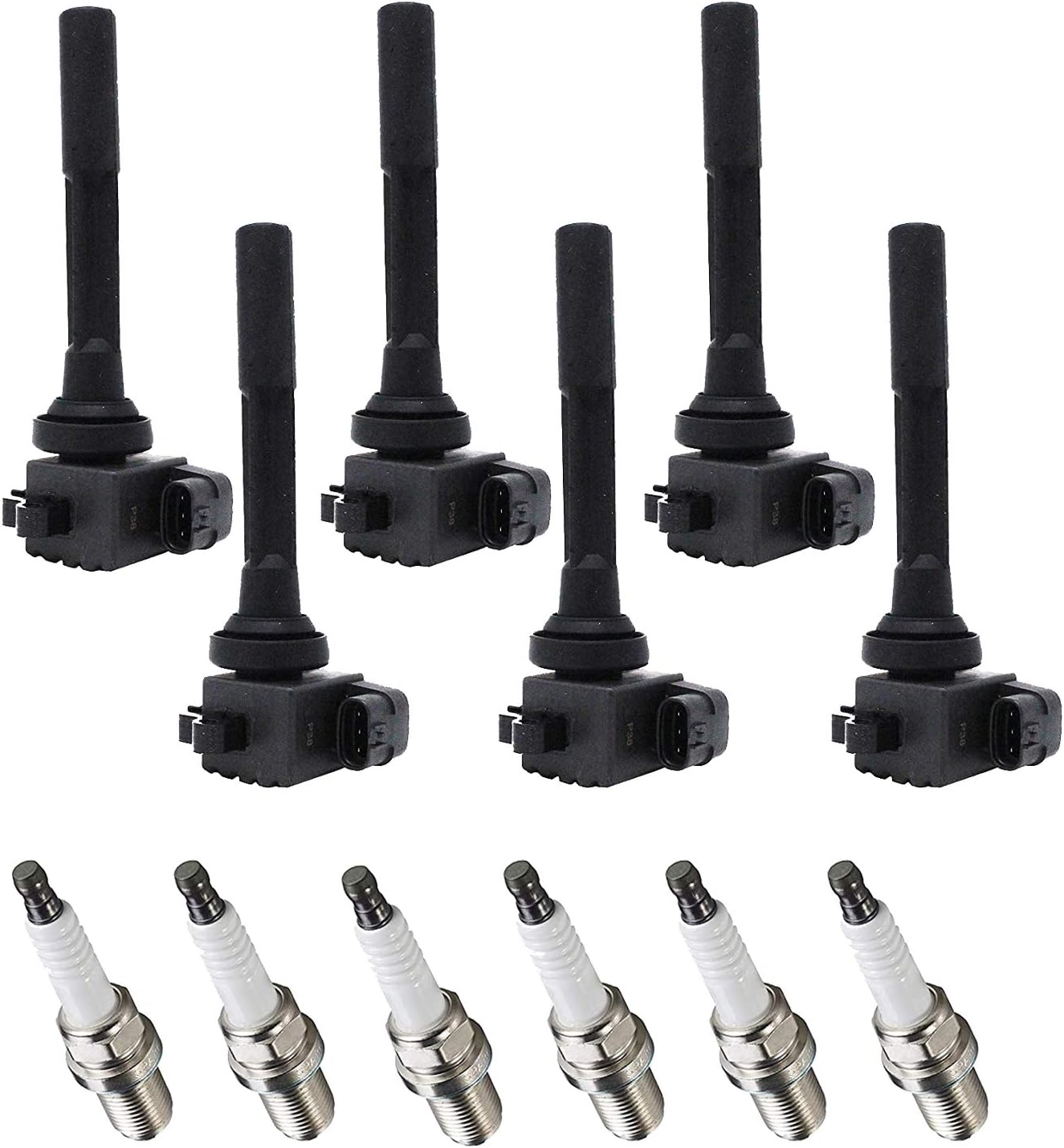 ENA Ignition Coil Pack and Platinum Spark Plug Set of 6 Compatible with Isuzu Honda Acura Amigo 3.2L V6 Passport 3.2L V6 SLX 3.5L V6 Replacement for UF245 C1148