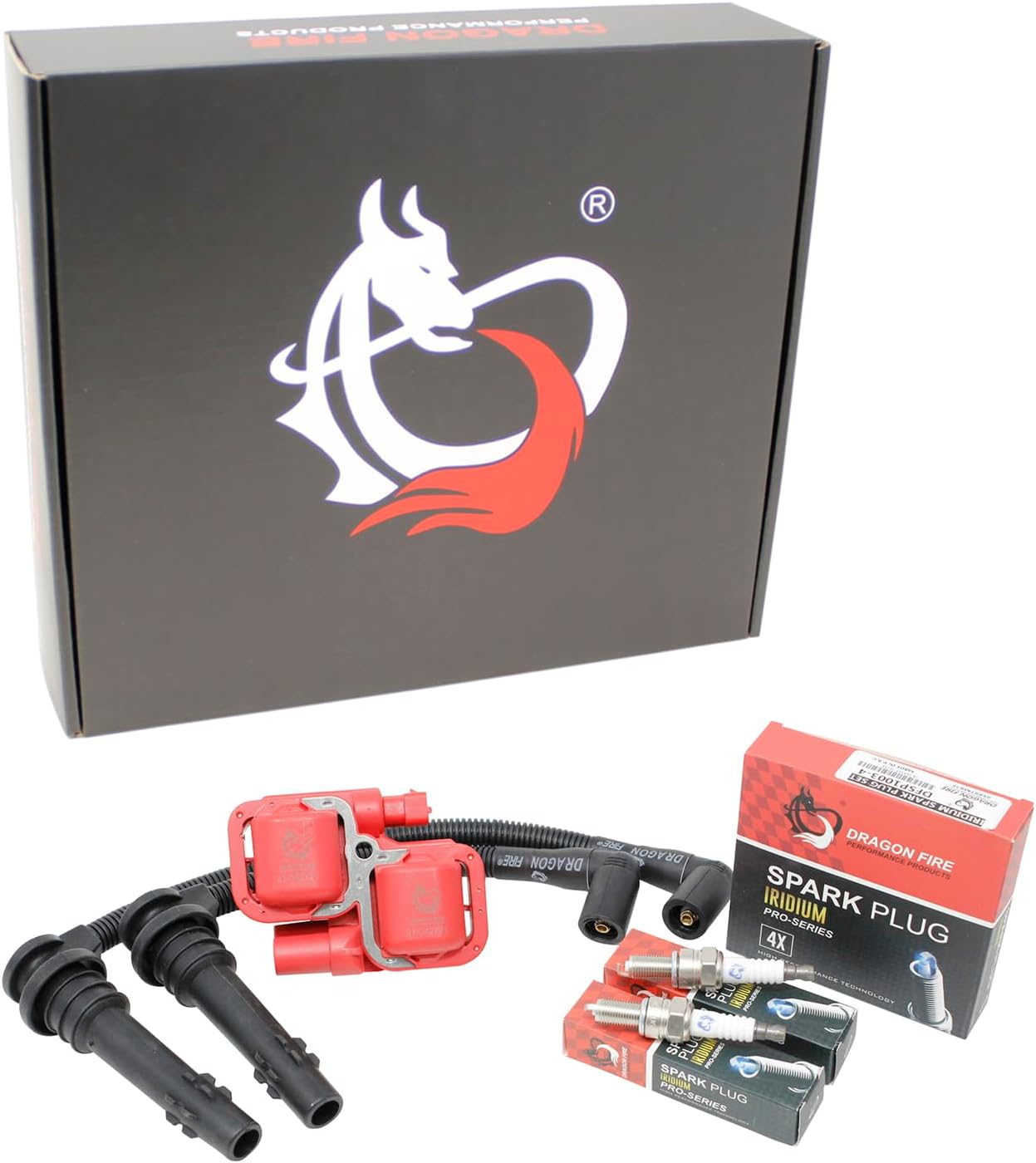 DRAGON FIRE PERFORMANCE Complete Tune Up Kit Set With Performance Ignition Coil Iridium Spark Plugs and Low Ohm Plug Wires Compatible With 2013-2017 Polaris Ranger 900 1000 XP Crew Oem Fit Kit-1478