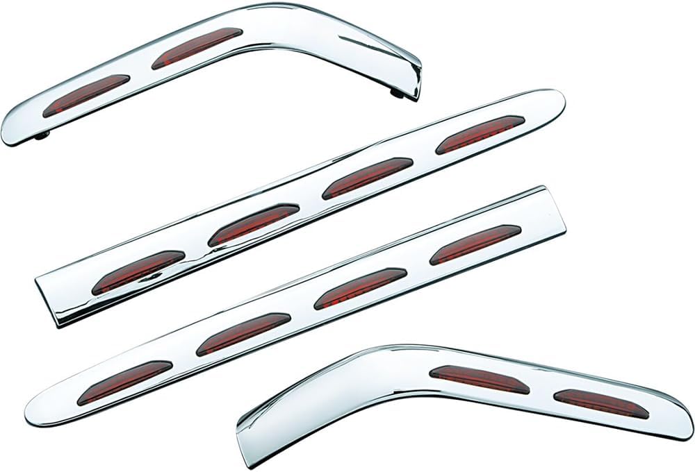 Kuryakyn 3202 Motorcycle Lighting Accent Accessory: Single Circuit LED Saddlebag Molding Set with Red Lens for 2001-10 Honda Gold Wing GL1800 Motorcycles, Chrome , black