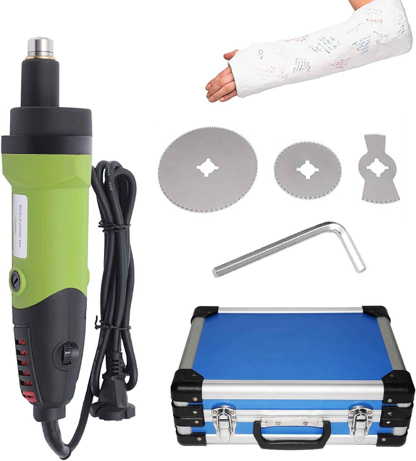 Electric Medical Plaster Cutter, 125W Orthopedic Plaster Cutter with 3 Different Blades, 6 Adjustable speeds, Professional Plaster Cutter with Aluminum case