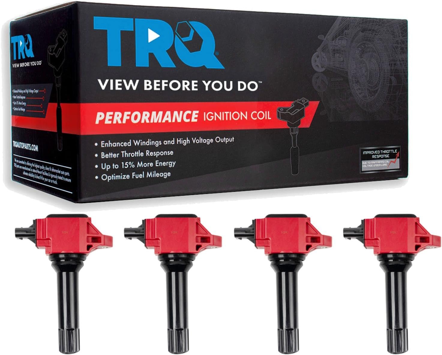 TRQ Ignition Coil Set 4 Piece High Temperature Epoxy Compatible with 13-14 Scion FR-S 13-14 Subaru BRZ 14-16 Forester 13-15 Impreza Legacy Outback XV Crosstrek