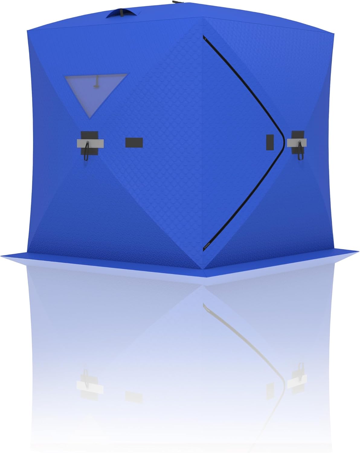 Portable Ice Fishing Shelter - Spacious 3 to 4-Person Pop-Up Ice Fishing Tent - Durable and Weather Resistant Winter Fishing Shelter - Lightweight and Easy to Set Up - Red/Blue