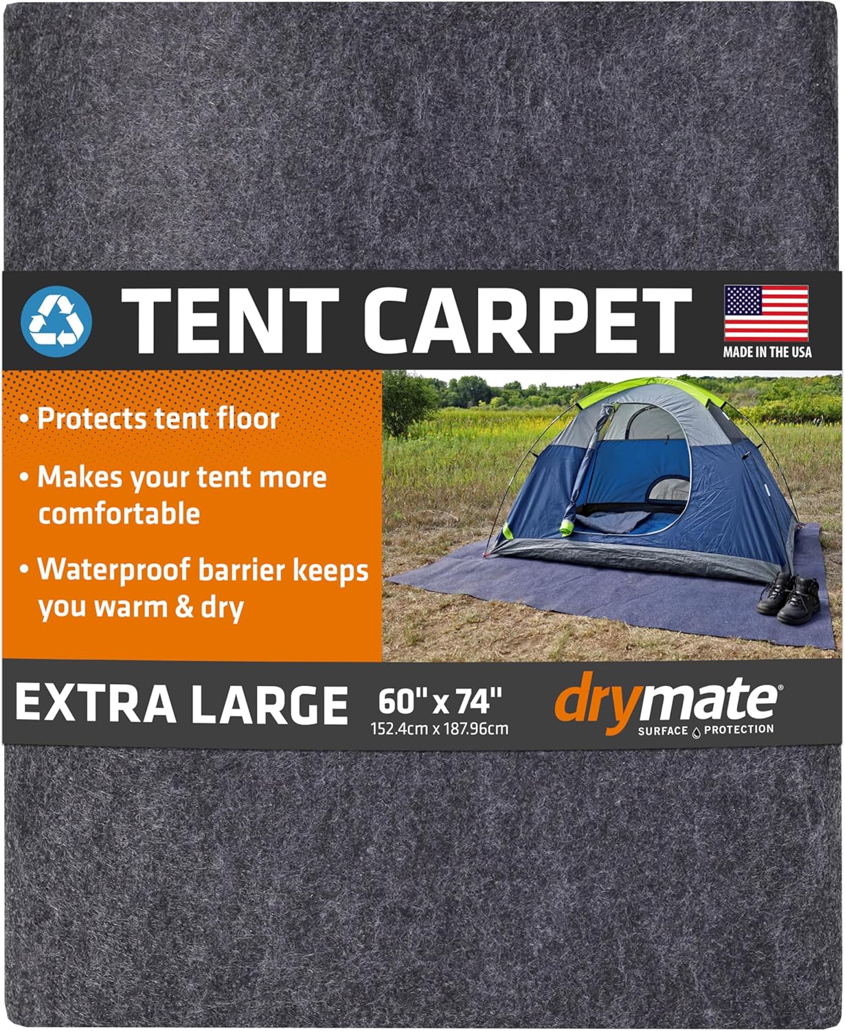 Drymate Tent Carpet Mat, Protective Waterproof Liner Keeps You Warm & Dry, Camping Floor Rug Accessory (7'4