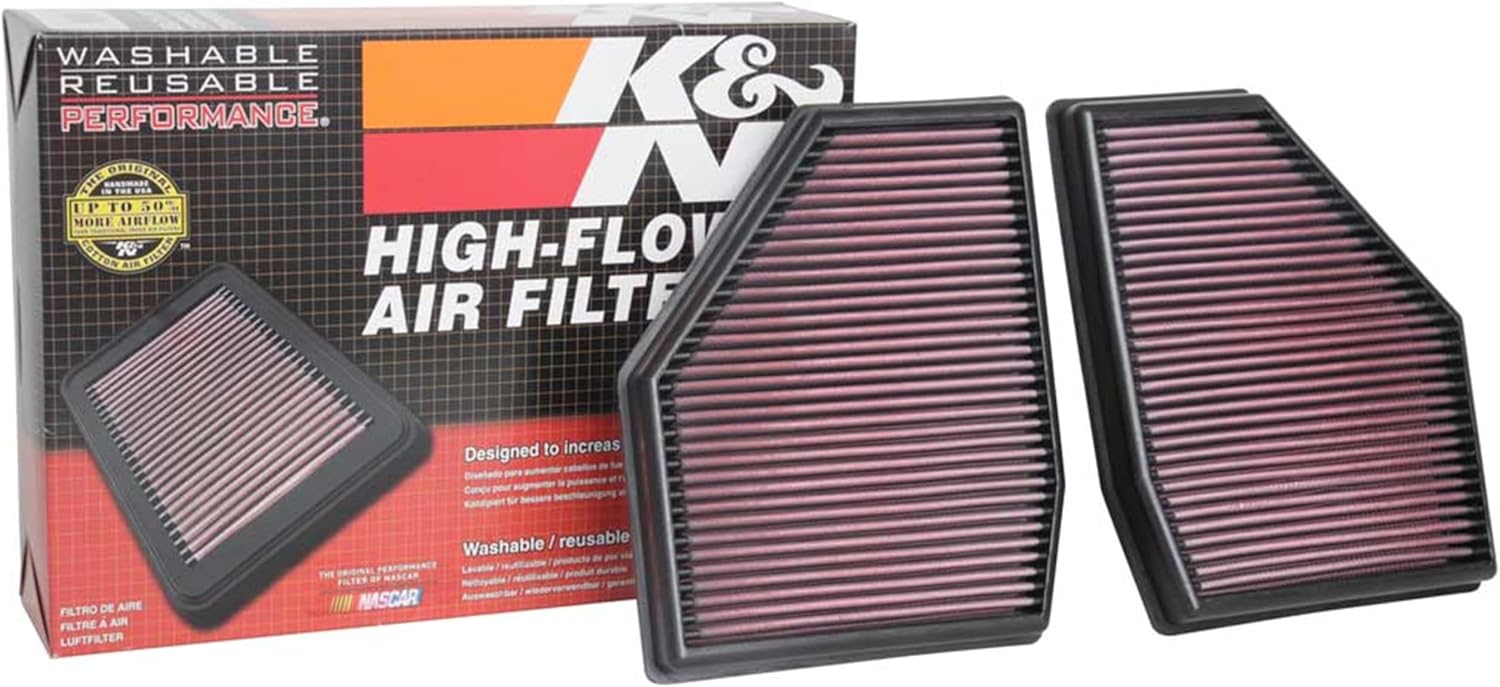 K&N Engine Air Filter: Increase Power & Acceleration, Washable, Premium, Replacement Car Air Filter: Compatible with 2018-2019 BMW M5, 33-3128