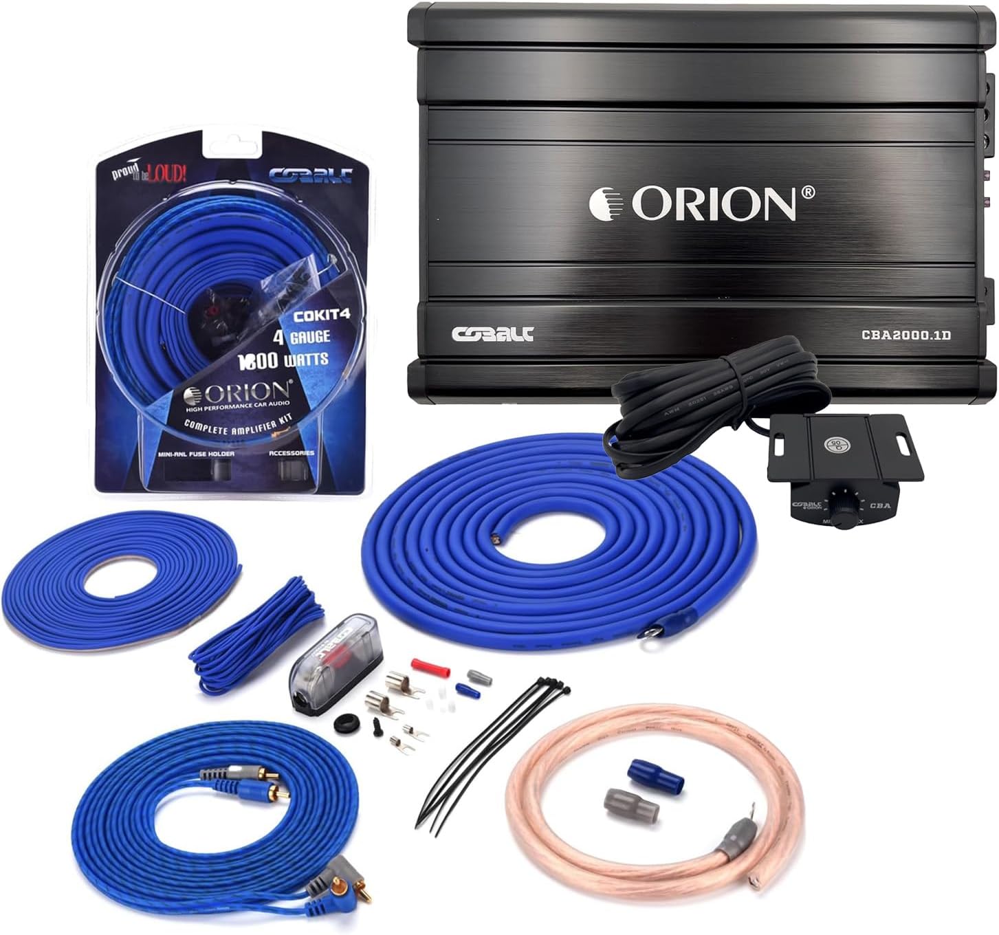 Orion Cobalt CBA2000.1D Monoblock 1-Channel Class D Amplifier for Car Subwoofer, 2000W MAX, 1/2/4 Ohm Stable, Adjustable Low Pass with Bass Boost, MOSFET Power Supply, Bass Knob Included