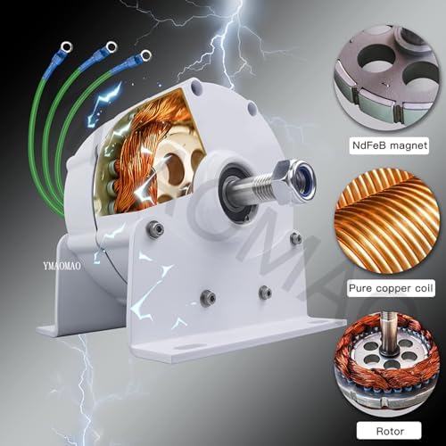 12V Gearless Permanent Magnet Generator - 8000W to 12000W Small Alternator for Wind & Water Turbines, Low RPM 600R/Min, Perfect for Renewable Energy Solutions & Off-Grid Systems