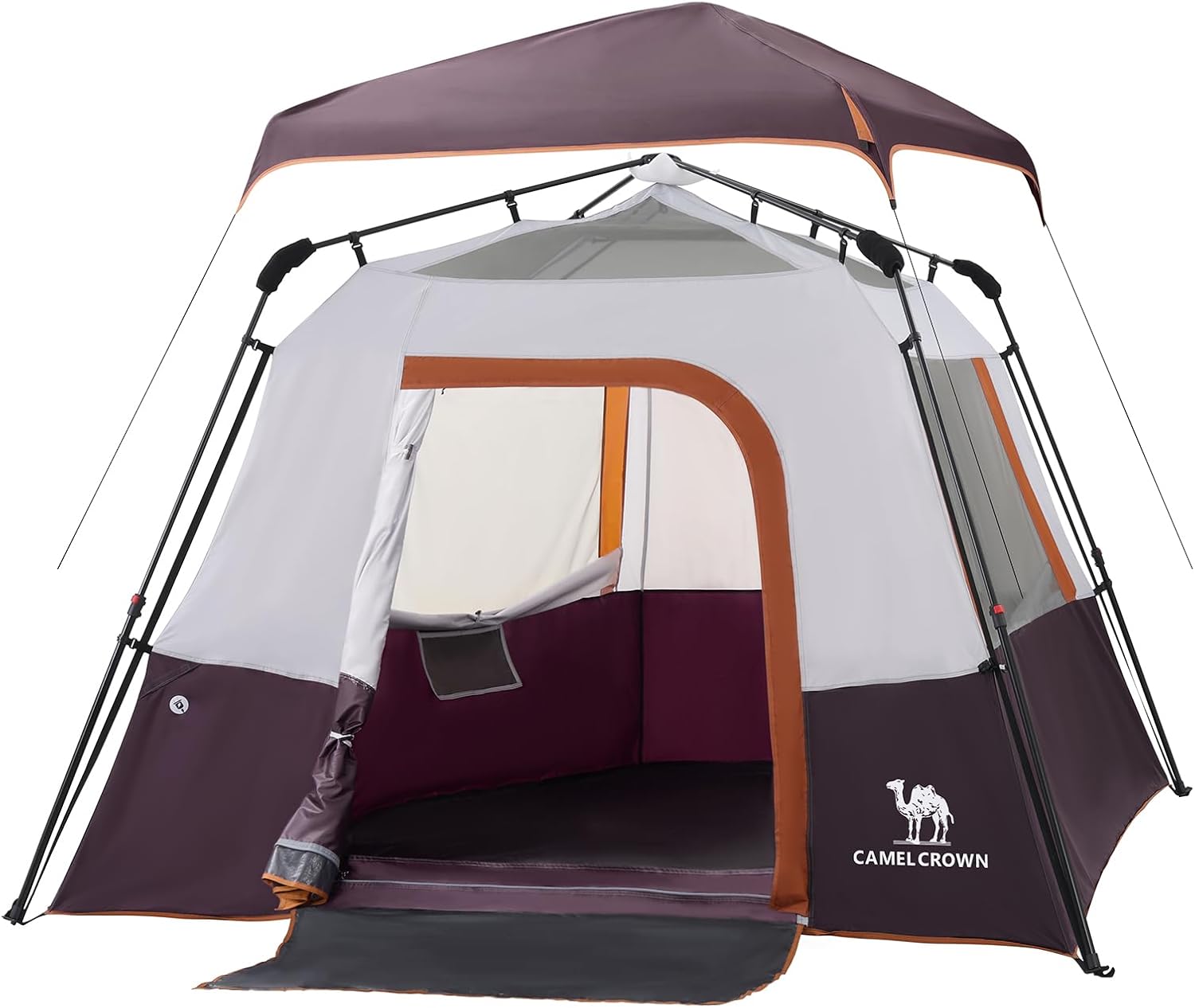 Camping Tents 4/6 Person Pop Up Instant Tent - Setup in 60s for Family Camping, Windproof Design, Family Cabin Tent with Rainfly & Backpack Carry Bag